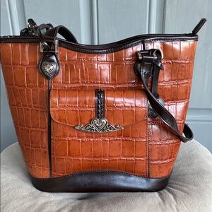 Vintage and Elegant Brighton Brown Croc-Embossed Women's Bag